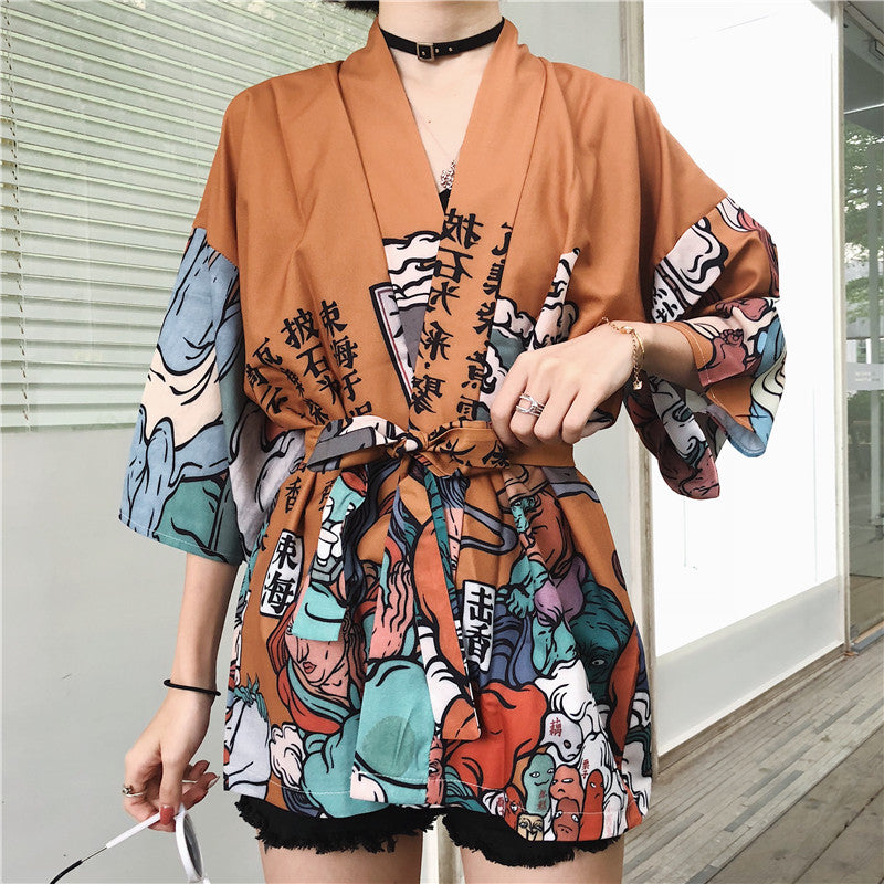 Kimono Style Yukata Maternity Long Sleeve Shirt