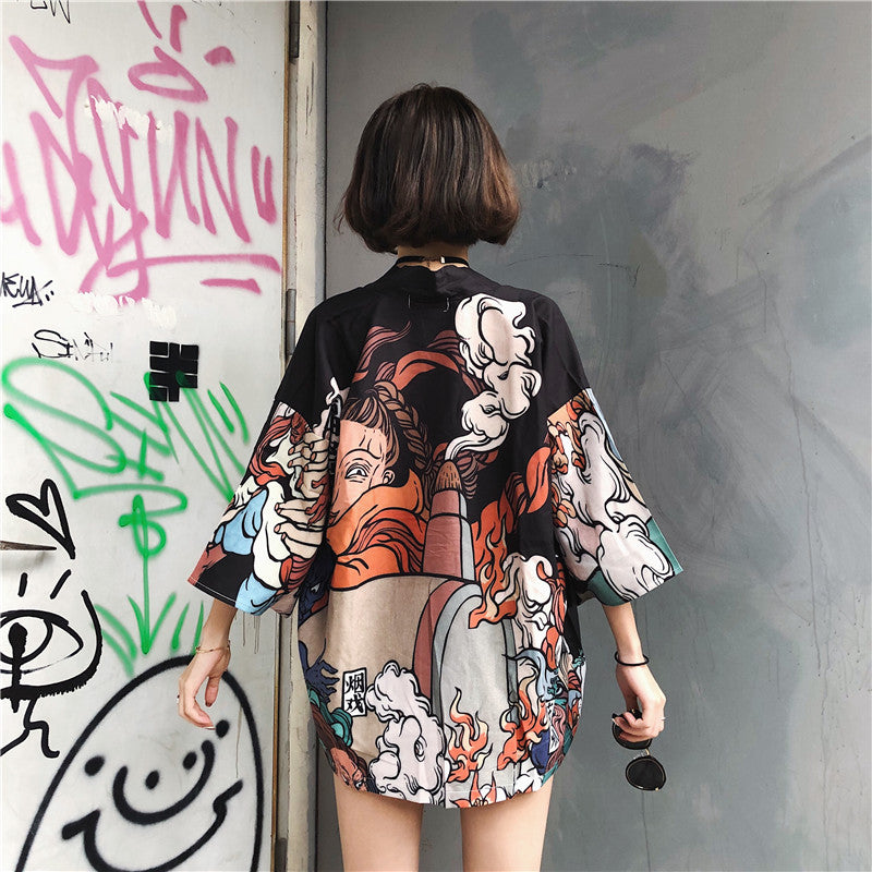 Kimono Style Yukata Maternity Long Sleeve Shirt